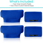Vive Premium Crutch Pads & Hand Grips - Comfortable, Breathable, Machine Washable Padding - Moisture Wicking & Odor Reducing Pillow Accessory Covers for Adult & Youth Walking Crutches