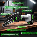 CEEPUY Mini Chainsaw Cordless,6 Inch Portable Electric Chainsaw with 2 Batterys/Automatic Oiler/Security Lock/Powered Small Handheld Saw for Trees Branches Trimming,Gifts for Father Men Dad Husband