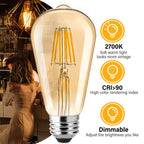 Brightown Edison Bulb, Dimmable 6W E26 LED Bulbs 60 Watts Equivalent Warm White, 6 Pack