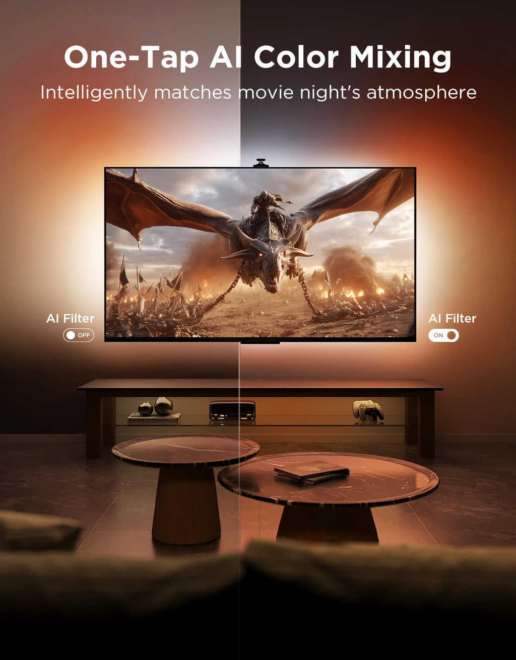 Govee TV Backlight 3 Pro with HDR Triple Camera, 16.4ft 5-in-1 RGBWWIC LED Strip Lights That Change with 75-85 Inch TVs, 75LEDs/m, Supports AI Filter, Smart App and Voice Control, DreamView Sync