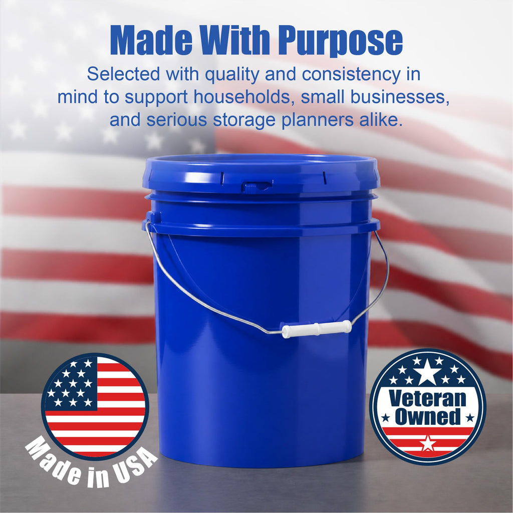 ePackageSupply 5 Gallon Bucket - Food Grade Bucket with Airtight Gasketed Tear Strip Lid, BPA-Free, Heavy-Duty 90 Mil HDPE Plastic Pail, Bulk Storage, Durable Container, Made in USA - Blue, 3 Packs