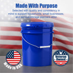 ePackageSupply 5 Gallon Bucket - Food Grade Bucket with Airtight Gasketed Tear Strip Lid, BPA-Free, Heavy-Duty 90 Mil HDPE Plastic Pail, Bulk Storage, Durable Container, Made in USA - Blue, 3 Packs
