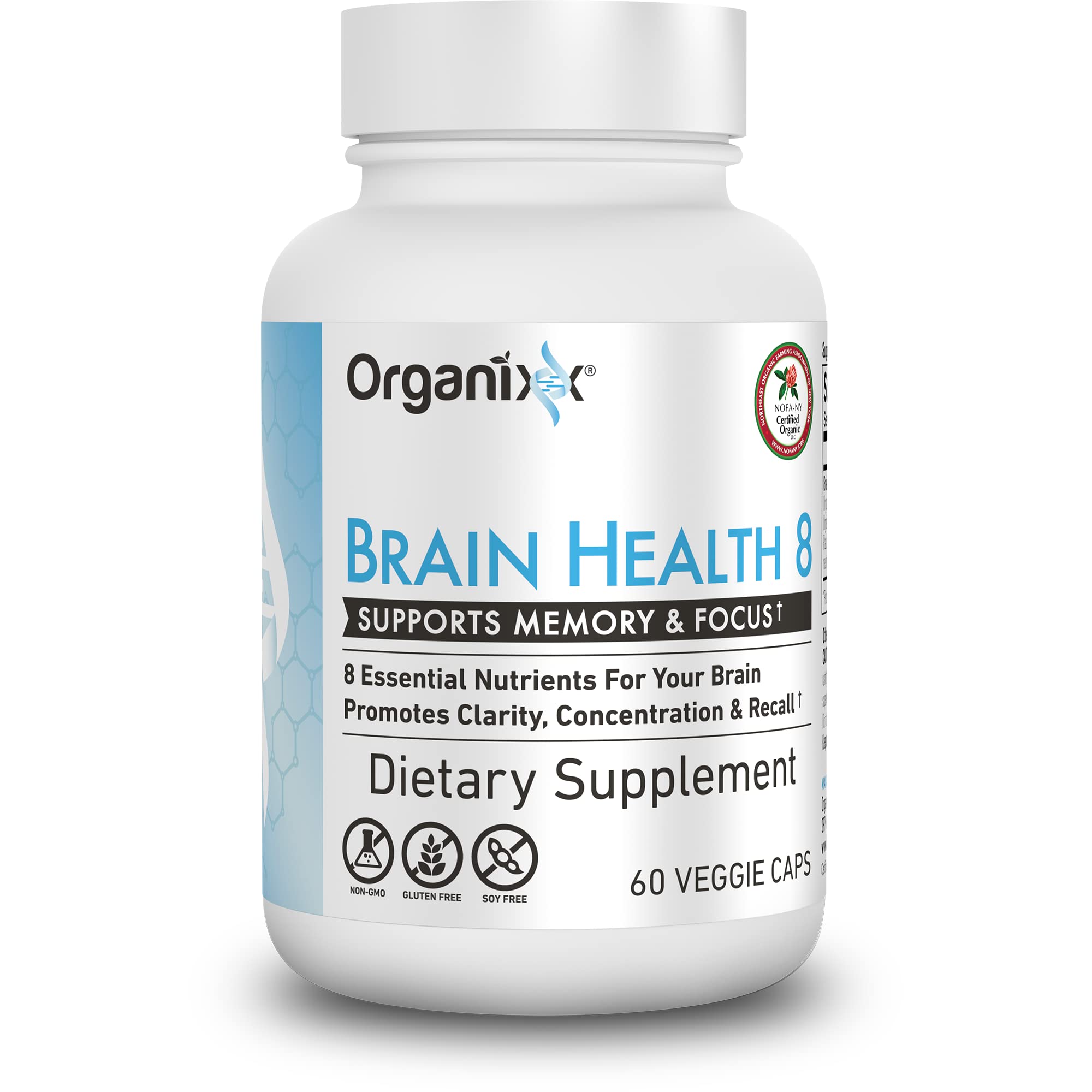 Organixx Ageless Brain Powerful Brain Health Supplement to Support Brain Function, Clarity, Focus, Re-Energize Brain Cells, Helps Promote a Balanced Mood, Gluten Free, Non GMO, 60 Vegetarian Capsules
