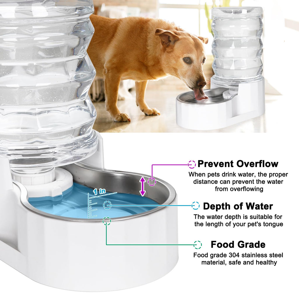 RIZZARI Automatic Gravity Pet Dispenser: Helps Prevent Urinary Stones - Activated Carbon Ion Exchange System - 6.5L Large Capacity Stainless Steel-Ideal for Cats & Small Dogs-All-Day Hydration at Home