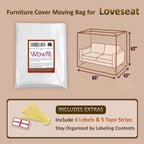 Wowfit Furniture Cover Dust-Proof Moving Bag for Loveseat, Sofa & Boxes – Clear, Odorless Plastic - 4mil-Thick – 68.1W x 42D x 62/41H Inches