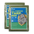 GUARD SHIELD Tarp Green 16x20 Feet Multi Purpose Waterproof Poly Tarp Cover 4mil (2-Pack)
