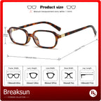Breaksun Retro Rectangle Glasses for Women Men Small Square Blue Light Blocking Glasses Vintage Eyeglasses (Tortoise+Black)