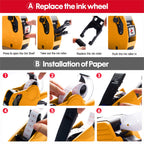 KPX Pricing Tag Gun, 8 Digits, 5150 White Labels, Yellow (Rectangular, Paper, 21*12 mm), One Touch Open System, Incl 3 Inker Rollers