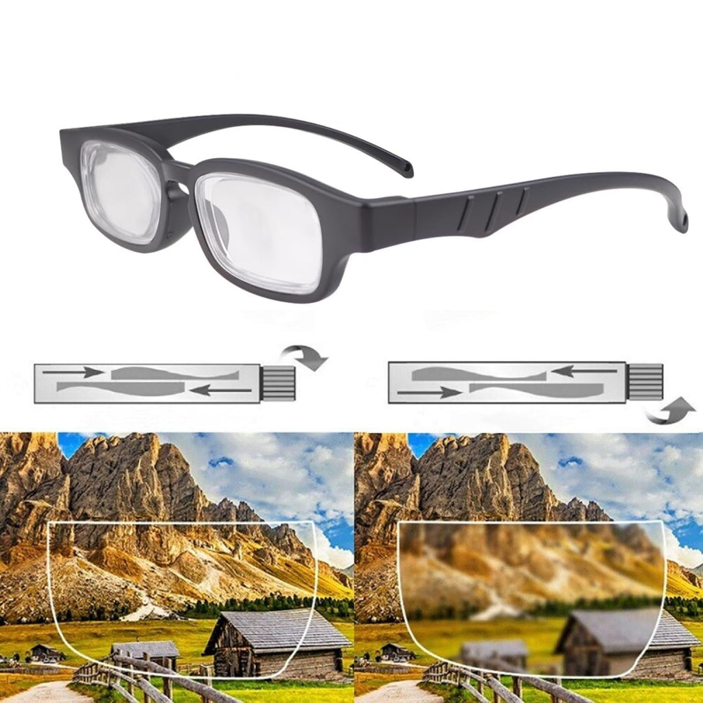 AOMAZE Adjustable Glasses Dial Vision Adjustable Focus Reading Glasses Anti Blue Light Eyeglasses for Men Women