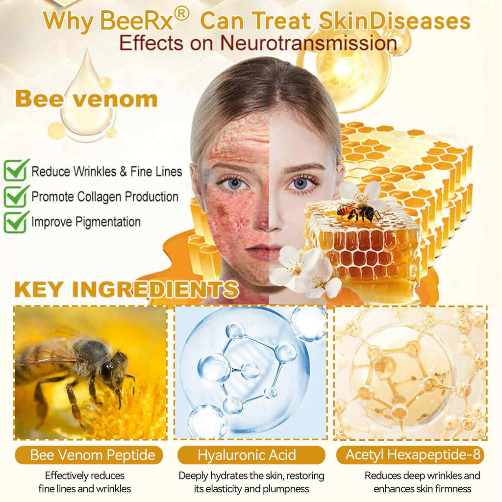 BeeRx Bee Venom Skin Treatment Cream, Professional Bee Venom Cream, BeeRx Anti Aging Serum, Repair,Reducing The Appearance of Blemishes, Natural Ingredients for All Skin Types (2 Bottle)