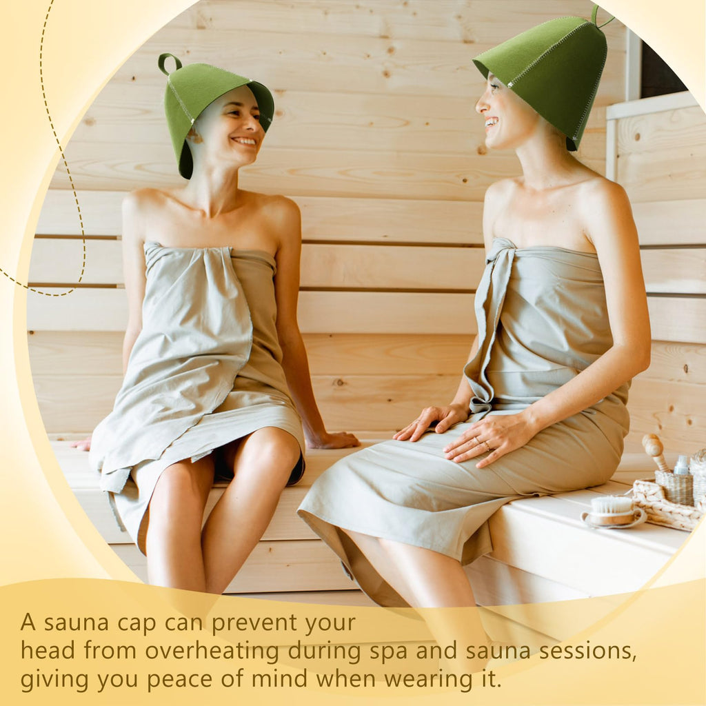 JaGely Sauna Hat for Men Women Sauna Hat Vaporarium Cap Russian Banya Cap for Bath House Accessories(Olive Green,2 Pieces)