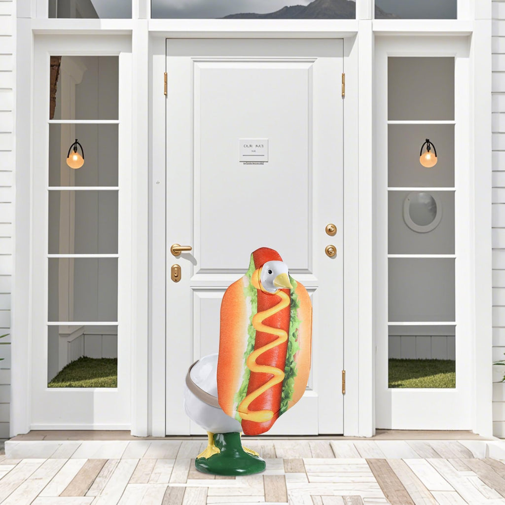 gisgfim Hot Dog Goose Outfits Porch Lawn Goose Clothes Hot Dog Costume 23 Inch High Statue Outfit for Cement Plastic Porch Geese Lawn Garden Yard Patio Outdoor Statue Art Decorations