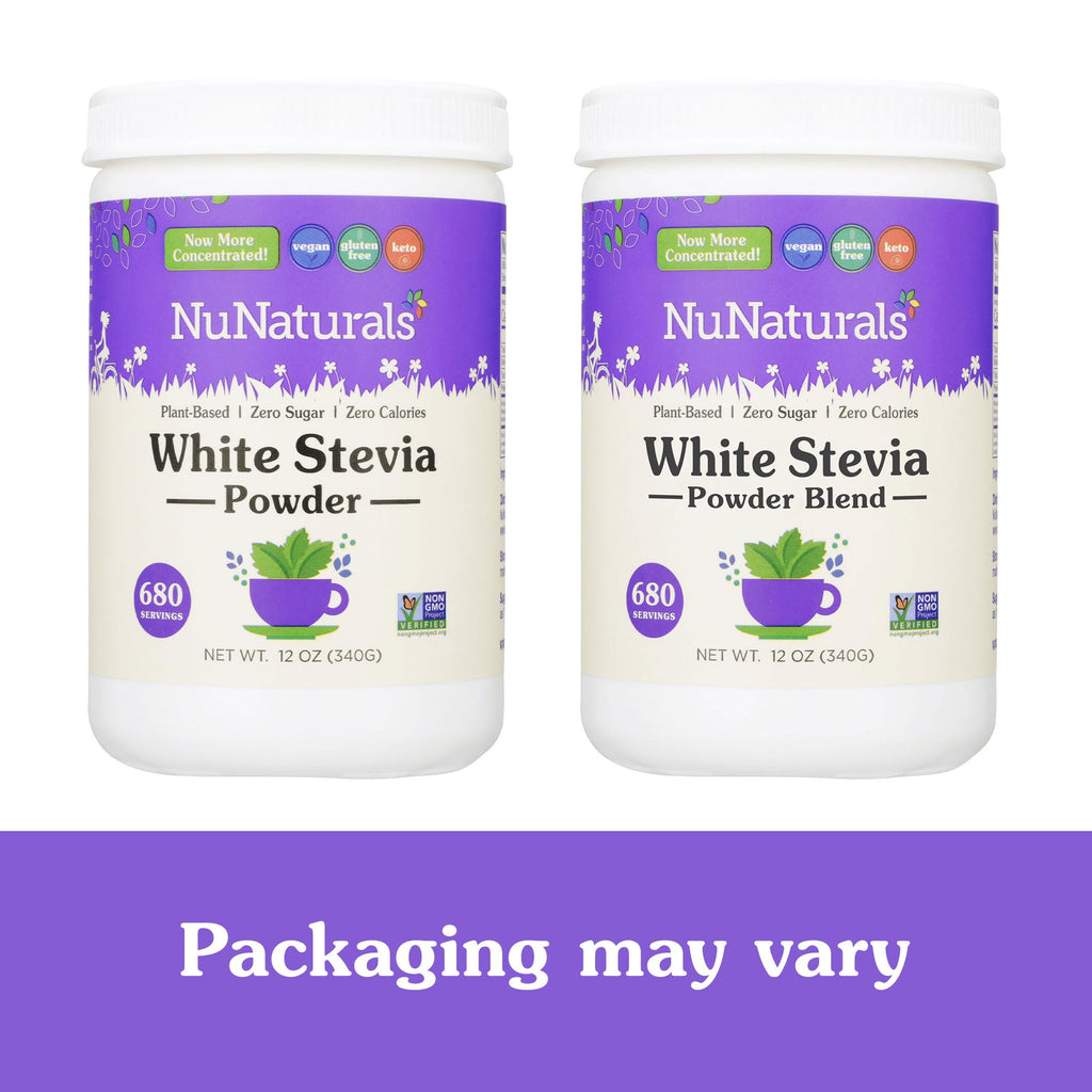 NuNaturals White Stevia Powder Blend, Plant-Based Sugar Substitute, Zero Calorie Sweetener, 12 oz