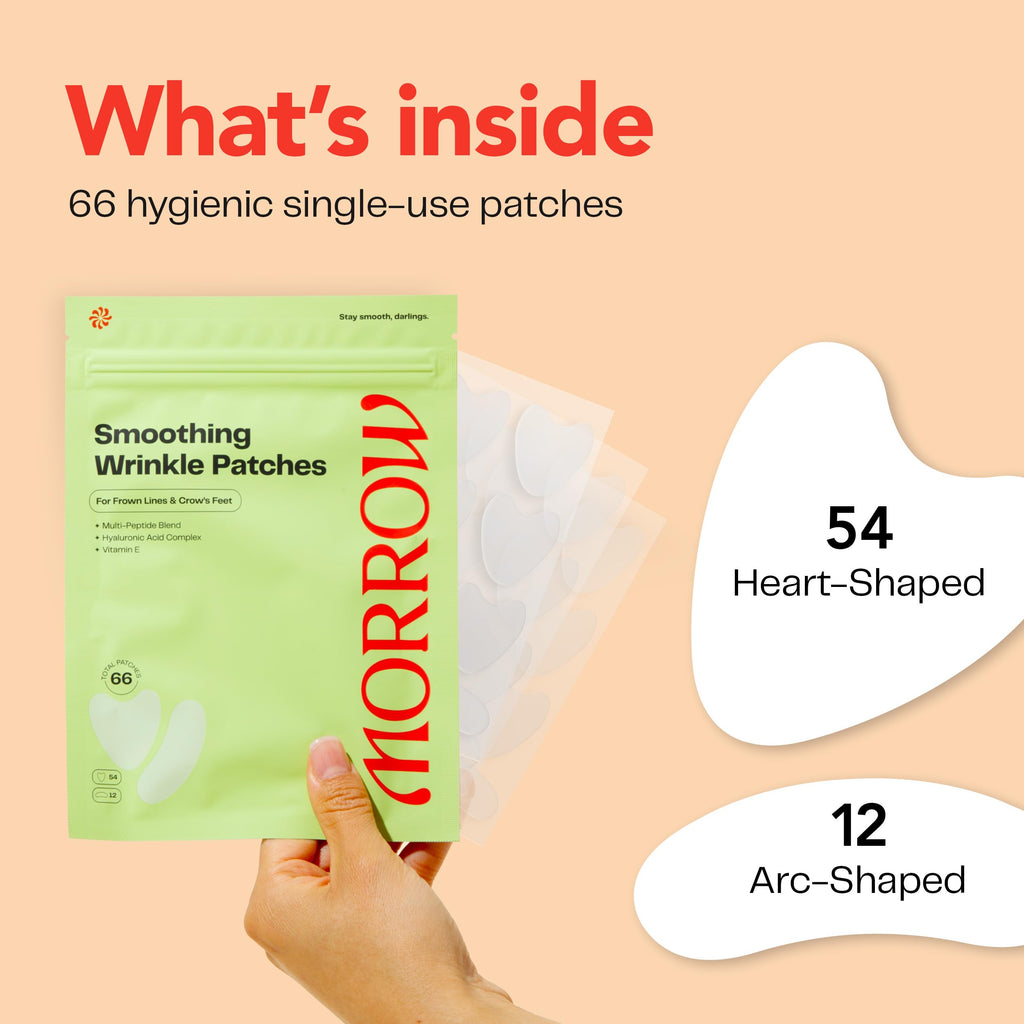 Morrow Beauty - Peptide-Infused Smoothing Wrinkle Patches - Overnight Patches for Smoothing Fine Lines and Wrinkles, Anti Aging Stickers for Crow's Feet, Elevens, Smile Lines (66 Count)