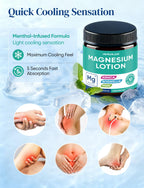 Magnesium Lotion with Arnica, MSM & Boswellia – Cooling Magnesium Cream – Lightweight Moisturizing Lotion for Legs & Feet – Safe for Kids – 6 fl oz