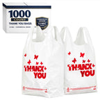 YoYoRain 1000 Count White Thank You T-Shirt Bags, 11 x 6 x 21 in