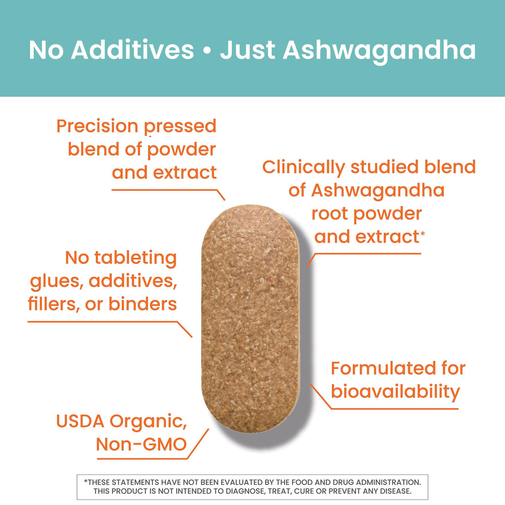Himalaya Organic Ashwagandha Root, 60 Day Supply - Herbal Adrenal Support Supplements for Stress Relief and Energy Support - USDA Organic, Non-GMO, Vegan, Gluten Free, No Additives, 670 mg, 60 Caplets