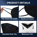 NIWOPO KN95 Face Mask 100 Pack, Individually Wrapped, 5-Ply Breathable Comfortable Safety Mask Filter Efficiency≥95% Against PM2.5 Black masks