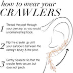 CZ Ear Climber Earrings for Women, 14K Gold Plated Dainty Leaf Crawler Cuff
