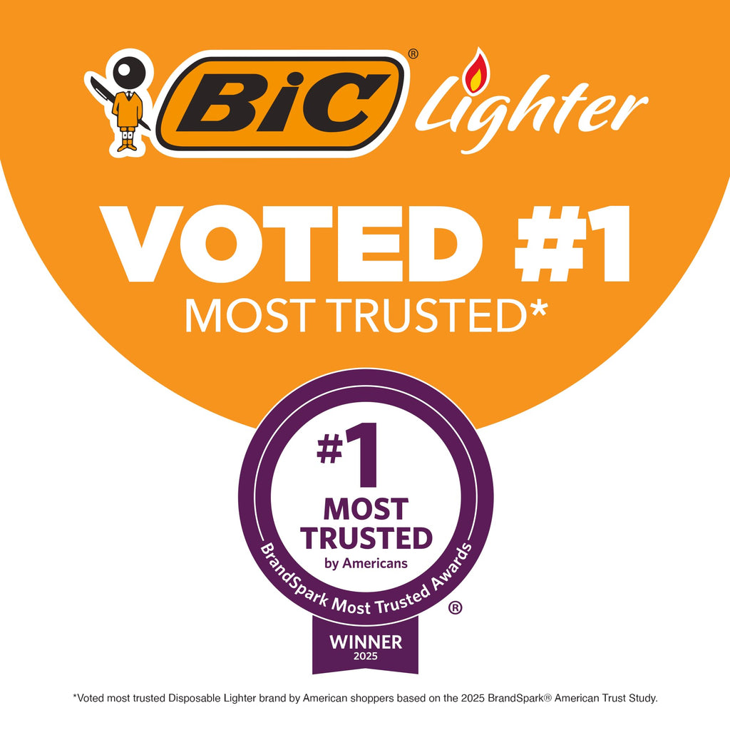 BIC Mini Pocket Lighters, Assorted Bright Colors, 50-Count Tray, Safe and Reliable Child-Resistant Lighters