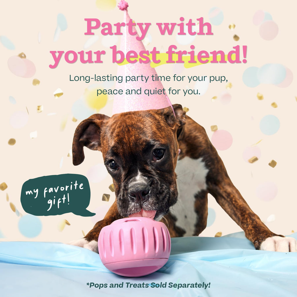 WOOF Pupsicle Interactive Dog Ball Toy for Dogs Large 25-75 lbs - Pink