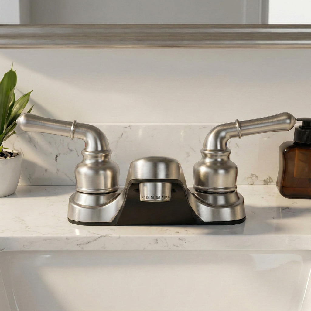 Pacific Bay Lynden Bathroom Sink Faucet - Metallic Plating Over Lightweight ABS Plastic (Brushed Satin Nickel) - 2 Pack