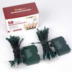 Brightown Battery Operated Christmas Lights 2 Pack 18 FT 50 LED Warm White