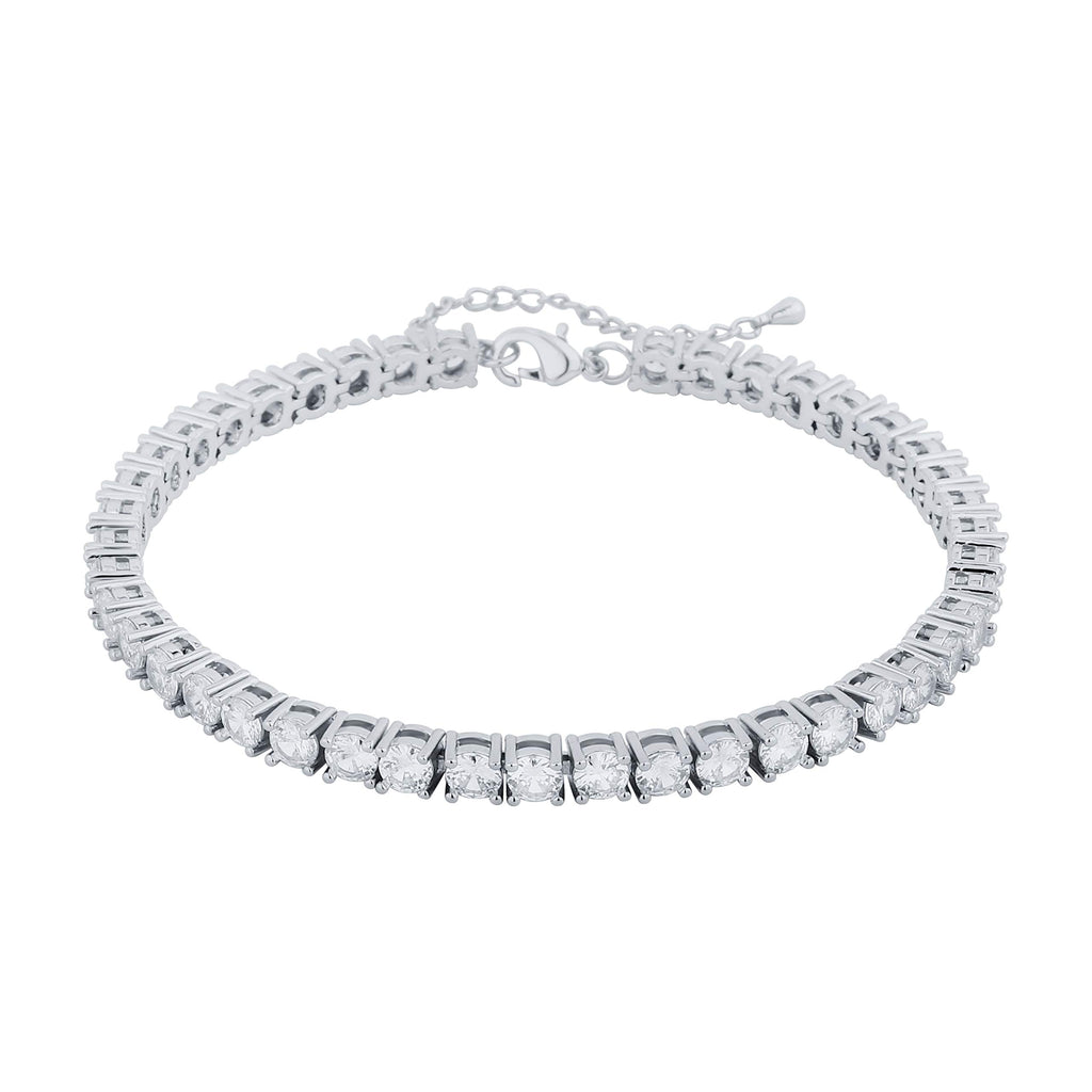 TOPGRILLZ Tennis Ankle Bracelet Anklet for Women, 3mm White Golden, 9 Inch
