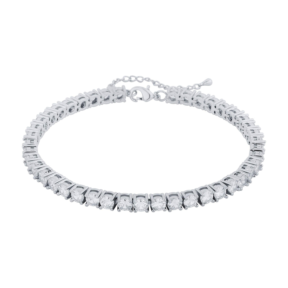 TOPGRILLZ Tennis Ankle Bracelet Anklet for Women, 3mm White Golden, 9 Inch