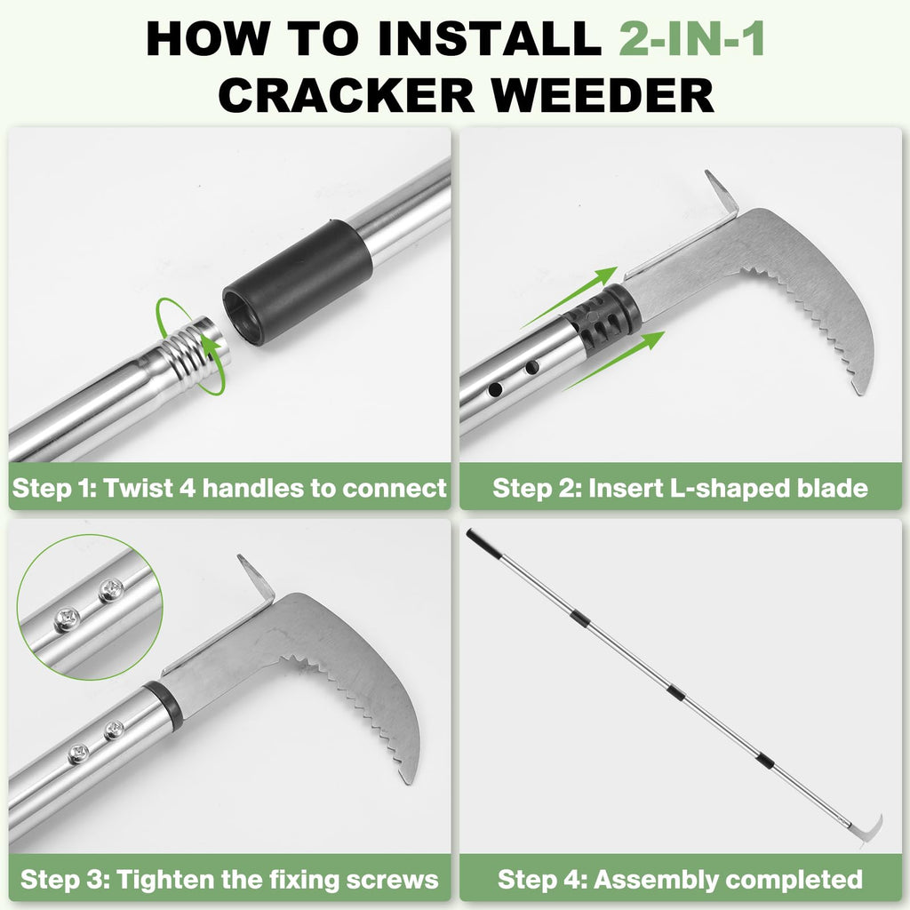 Envanptaz Crack Weeder, 63" L-Shaped Stainless Steel Crevice Weeding Tool