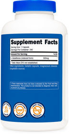 Nutricost Glutathione Capsules 500mg, 240 Capsules - Gluten Free, GMO Free