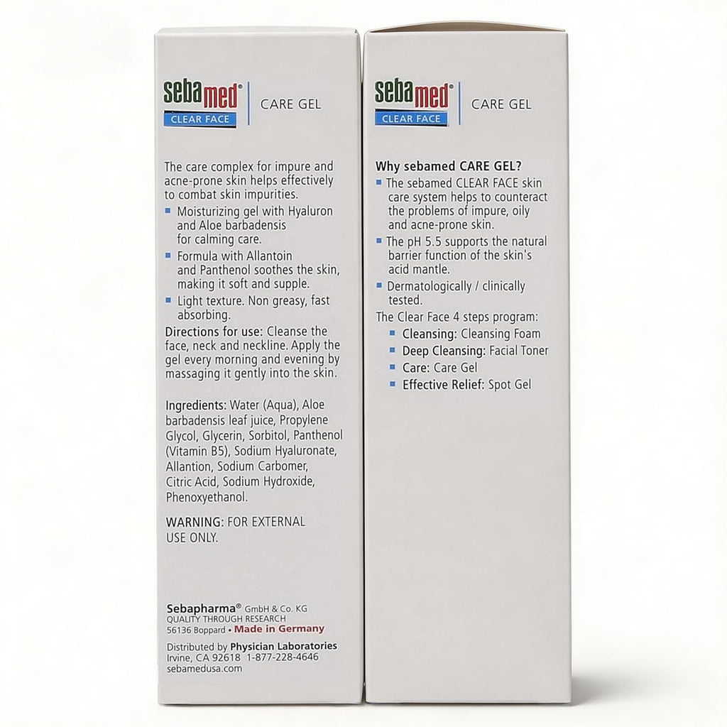 SEBAMED Clear Face Care Gel (50mL) with Aloe Vera and Hyaluronic Acid for Impure and Acne Prone Skin - Made in Germany - Pack of 2
