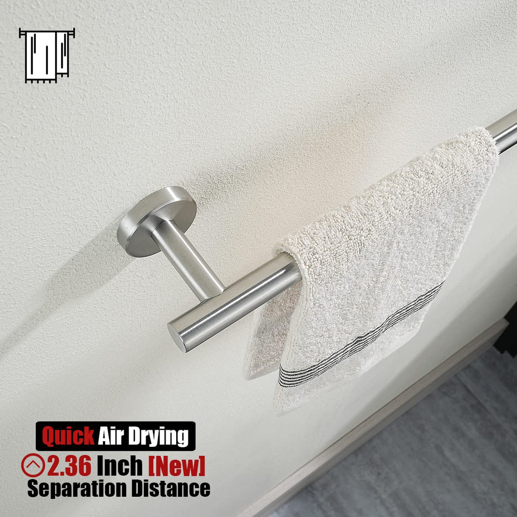 JQK Bathroom Towel Bar, 15 Inch 304 Stainless Steel Thicken 0.8mm Towel Rack, Towel Holder Brushed Finished Wall Mount, Useable Length 12 Inch, TB110L12-BN