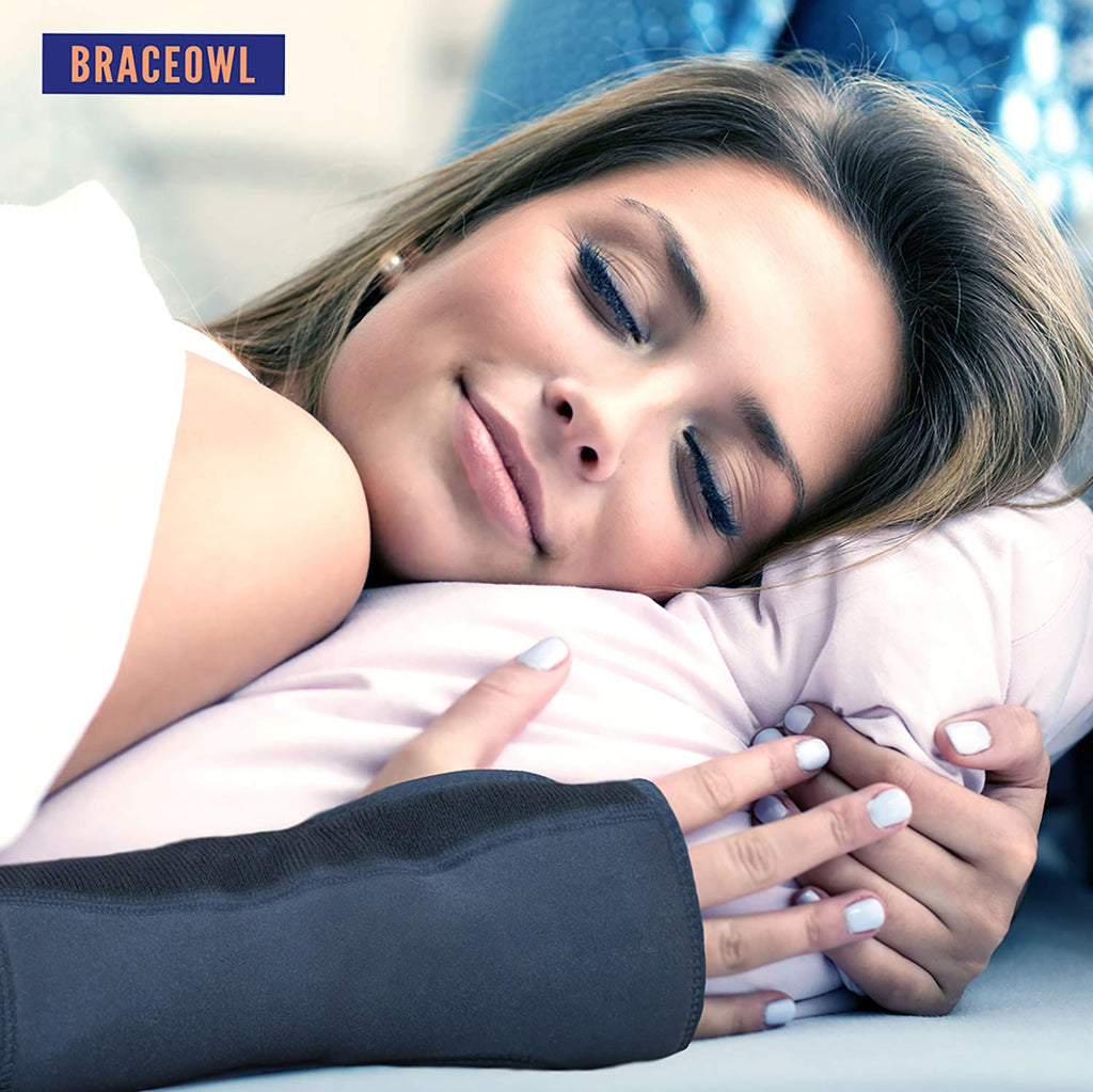 BRACEOWL-Carpal Tunnel Wrist Brace Adjustable Night Splint for Pain Relief, Tendonitis & Arthritis – Fits Left or Right Hand, Support for Men & Women