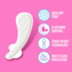 Carefree Panty Liners for Women, Thong Liners, Unwrapped, Unscented, 49ct