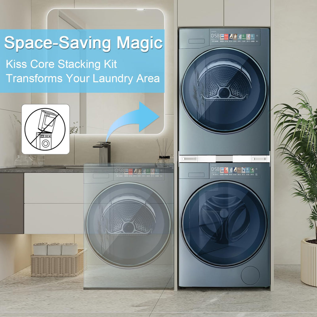 Washer and Dryer Stacking Kit - Universal Stacking Kit with Pull-Out Drying Rack for Laundry Room - Adjustable 24" - 29" - Space-Saving