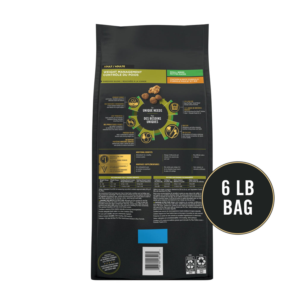 Purina Pro Plan Small Breed Weight Management Dry Dog Food, 6 lb Bag