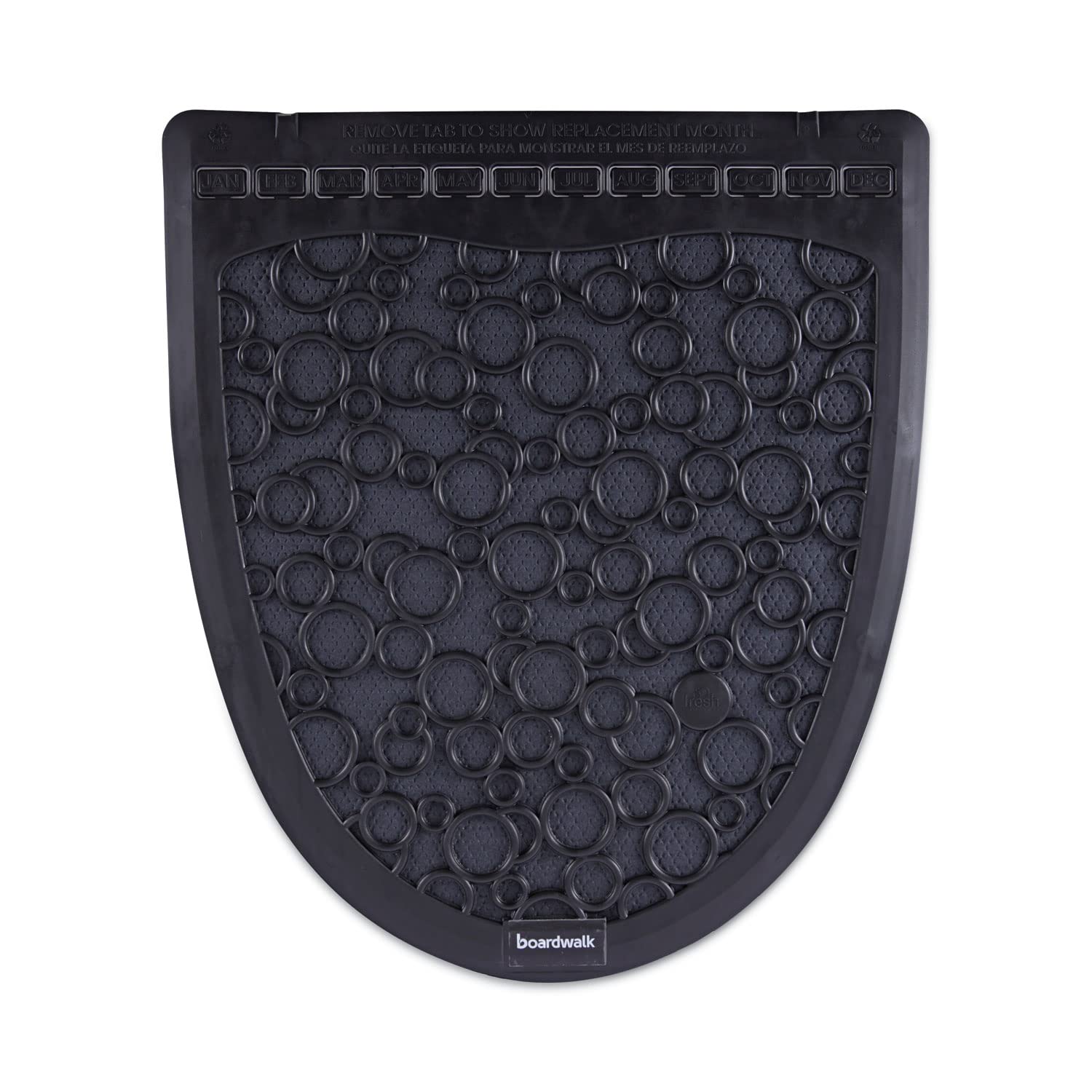 Boardwalk BWK UMBB P000I006M0021430L1 Urinal Mat 2.0, Rubber, 17-1/2" Width, 20" Length, Black (Pack of 6)