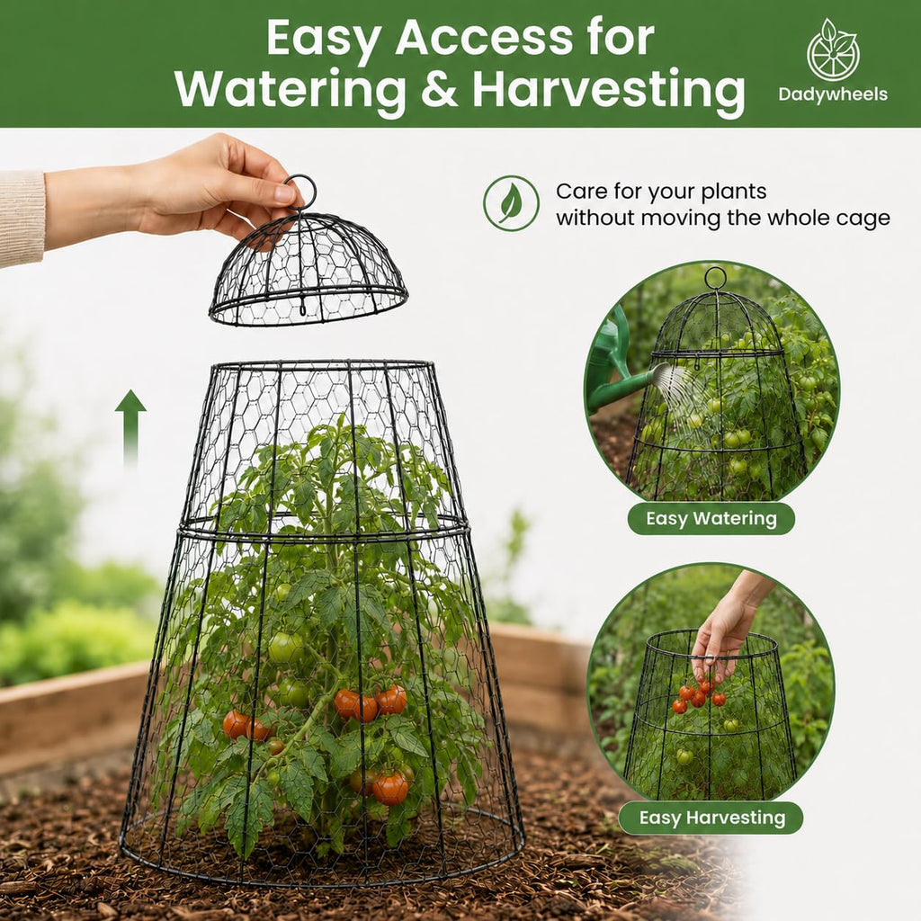 Dadywheels Easy-Snap Open Design Chicken Wire Cloche (6-Pack) - Adjustable Garden Plant Protectors from Birds & Animals for Large Plants & Flowers,14" D x 20" H