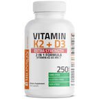 Bronson Vitamin K2 (MK7) with D3 Extra Strength Supplement Bone and Heart Health Non-GMO Formula 10,000 IU Vitamin D3 & 120 mcg Vitamin K2 MK-7 Easy to Swallow Vitamin D & K, 250 Capsules