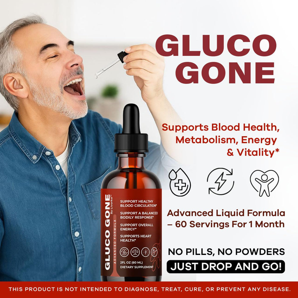 Gluco Gone Drops - Original Premium GlucoGone Liquid Drops All Natural Ingredients Support Advanced Formula for Overall Health & Wellness, Glucogone Organic Droppers, 1 Bottle for 1 Month