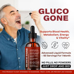 Gluco Gone Drops - Original Premium GlucoGone Liquid Drops All Natural Ingredients Support Advanced Formula for Overall Health & Wellness, Glucogone Organic Droppers, 1 Bottle for 1 Month