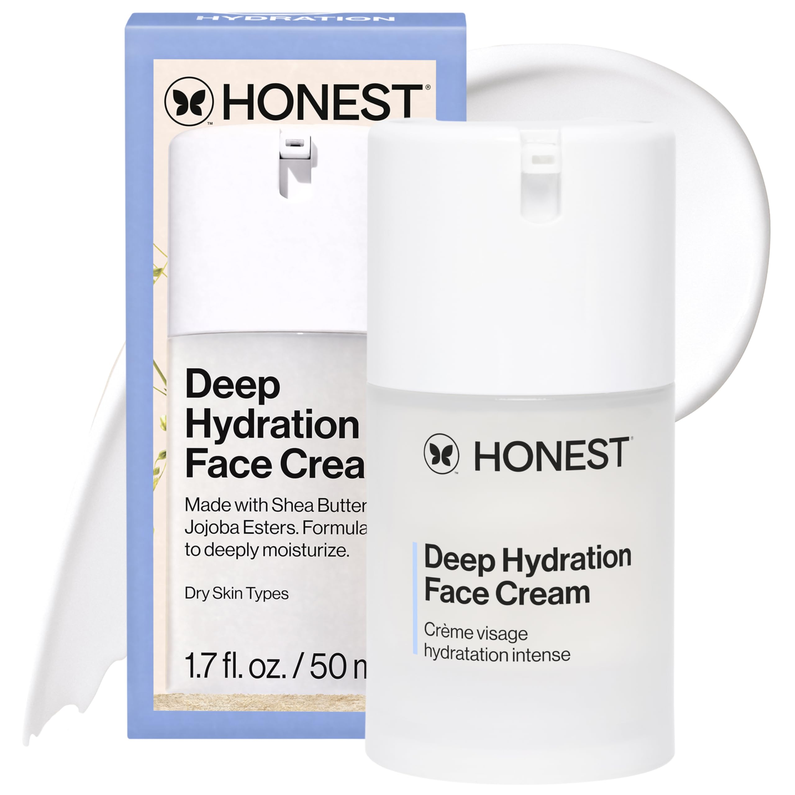 Honest Beauty Deep Hydration Face Cream for Dry Skin, Hydrates and Supports Natural Moisture Barrier, Hypoallergenic, Gentle Sensitive, 1.7 fl oz