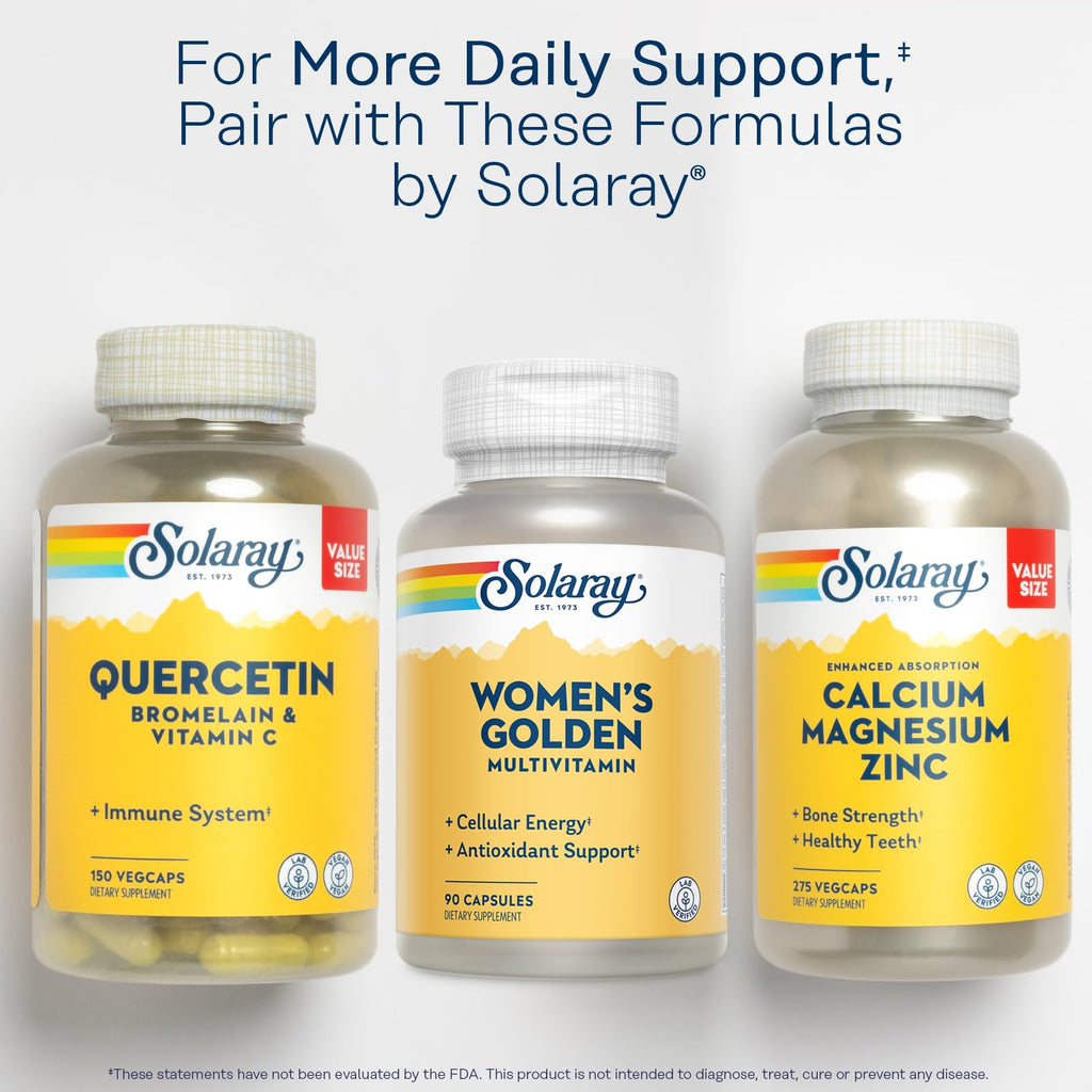 SOLARAY Women's Golden Multivitamin Supplement - Daily Wellness Vitamins for Women, Nutrient Rich, Cellular Energy Support Caps, Complex with Vitamins A, C, D, & E, Biotin, Calcium & More- 90 Capsules