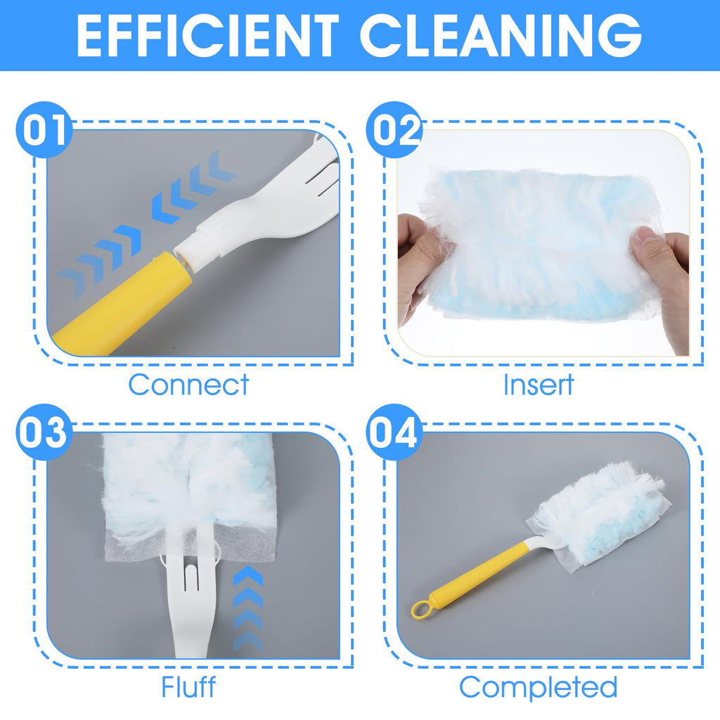 Wanmu 120 Pcs Duster Refills, Electrostatic Disposable Dusters Refills Compatible with Duster, Bulk Heavy Duty Dusters Refill for Blinds Ceiling Fans Furniture Multi-Surface Dusting, Unscented