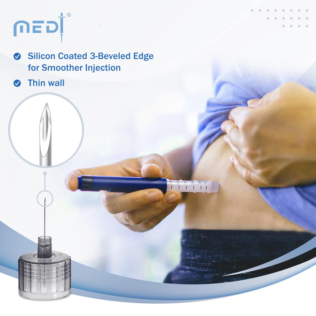 Medt - Fine Insulin Pen Needles (32G 5mm), Diabetic Needles for Insulin Injections, Ultra Fine Compatible with Most Diabetes Pens - 48 Boxes of 100ct Bulk