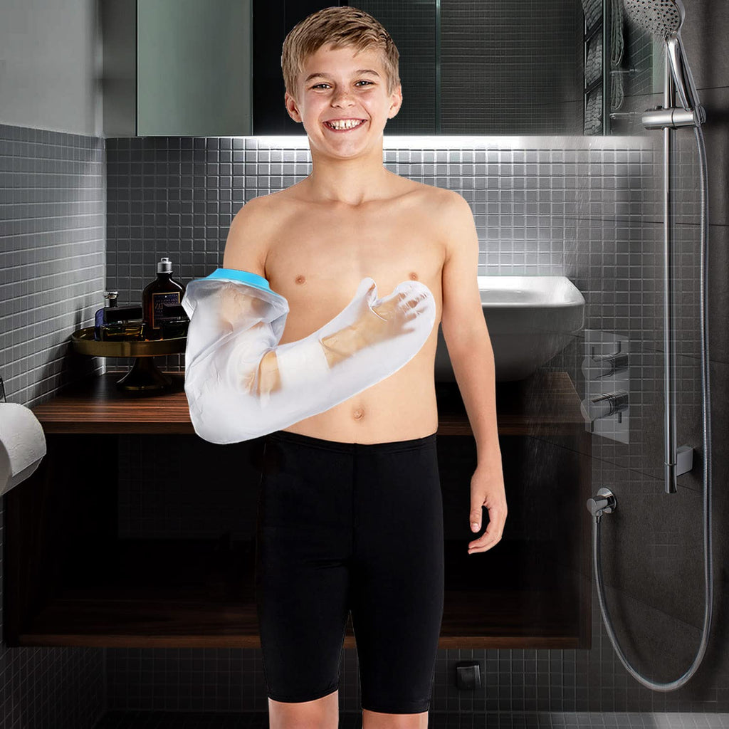 Cast Covers for Shower Arm Kids Waterproof Long full Protector Cover Soft Comfortable Watertight Seal to Keep Child Wounds Dry Teens Bath Bandage Broken Hand,Wrist,Finger,Elbow Reusable Durable