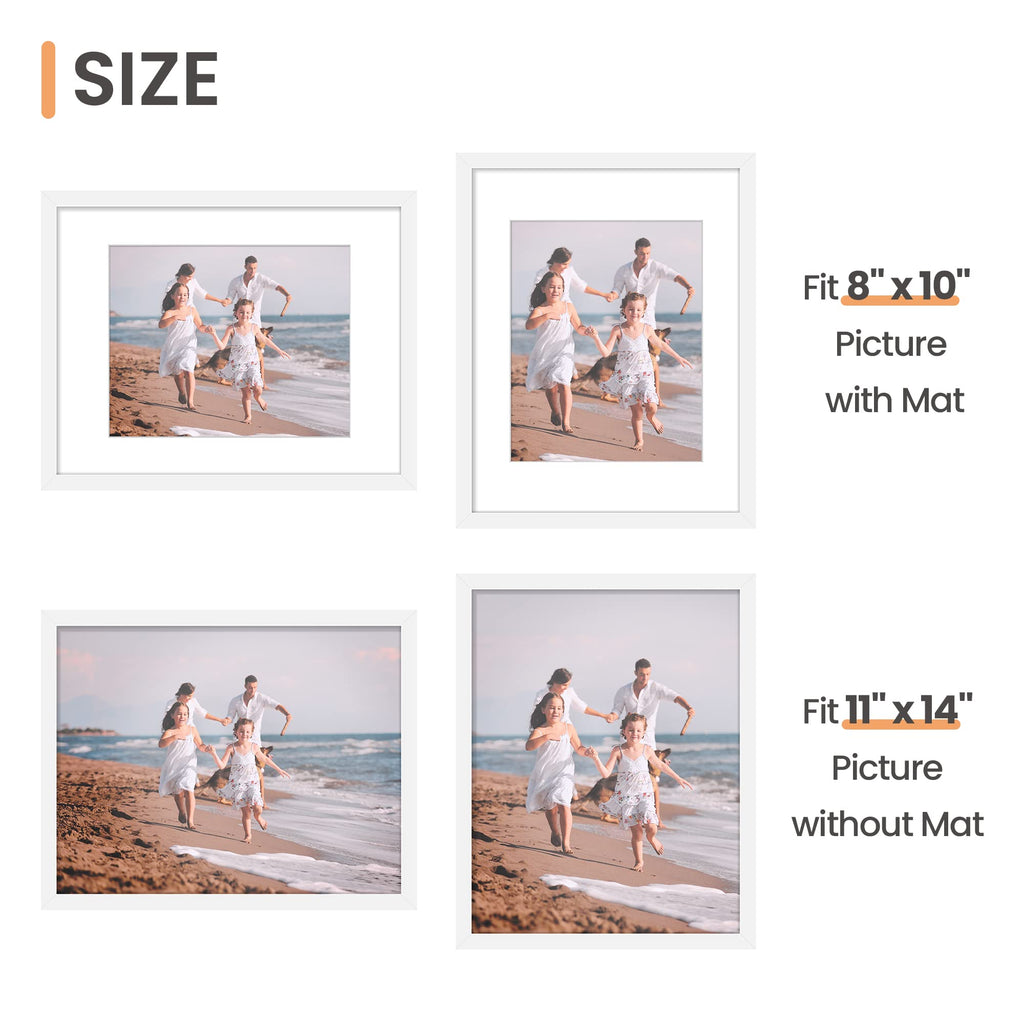 upsimples 11x14 Picture Frame, Gallery Wall Frames Set of 5, White
