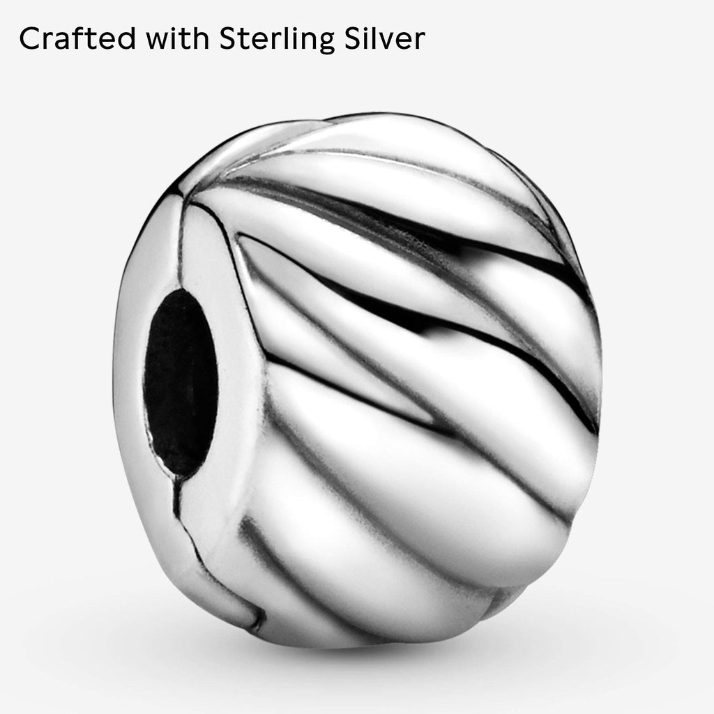 PANDORA Polished Feathered Clip Charm - Bracelet Charm for PANDORA Moments Bracelets - Stunning Women's Jewelry - Gift for Women in Your Life - Made with Sterling Silver - With Gift Box