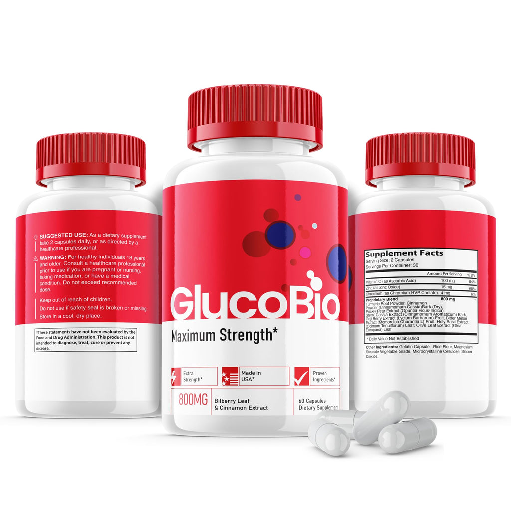 (5 Pack) Glucobio Capsules - Official Formula - Gluco Bio Support Supplement Vitamin, Glucobio Health Wellness Capsules Maximum Strength, Glucobio, Gluco Bio Pills Advanced Support (300 Capsules)